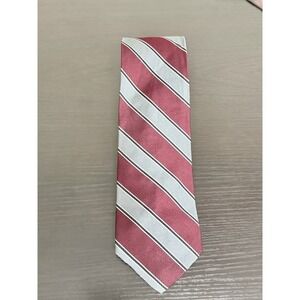 Pietro di Como Men's Striped Woven Tie Red Gray Black White 100% Silk